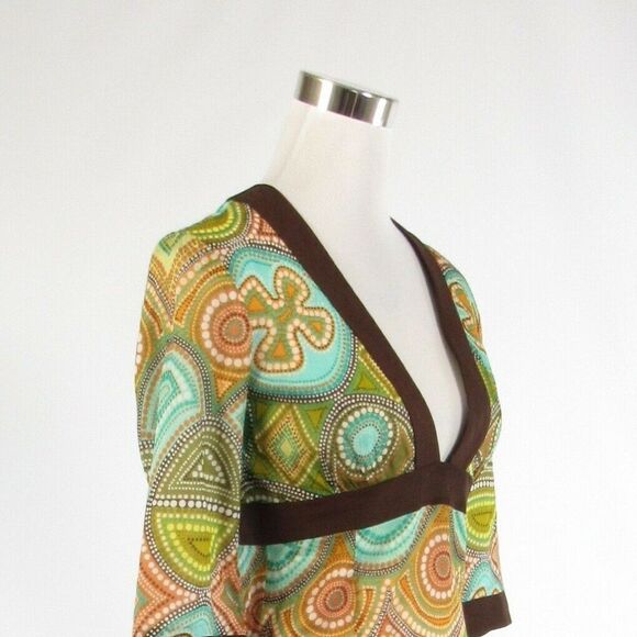 Milly brown cotton kimono sleeve dress 4 - Picture 4 of 8